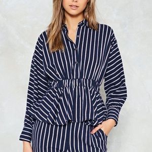 Nasty Gal Make It Stripe Peplum Top S